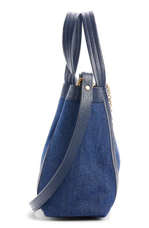Chloé Small Spin Leather Trim Denim Tote