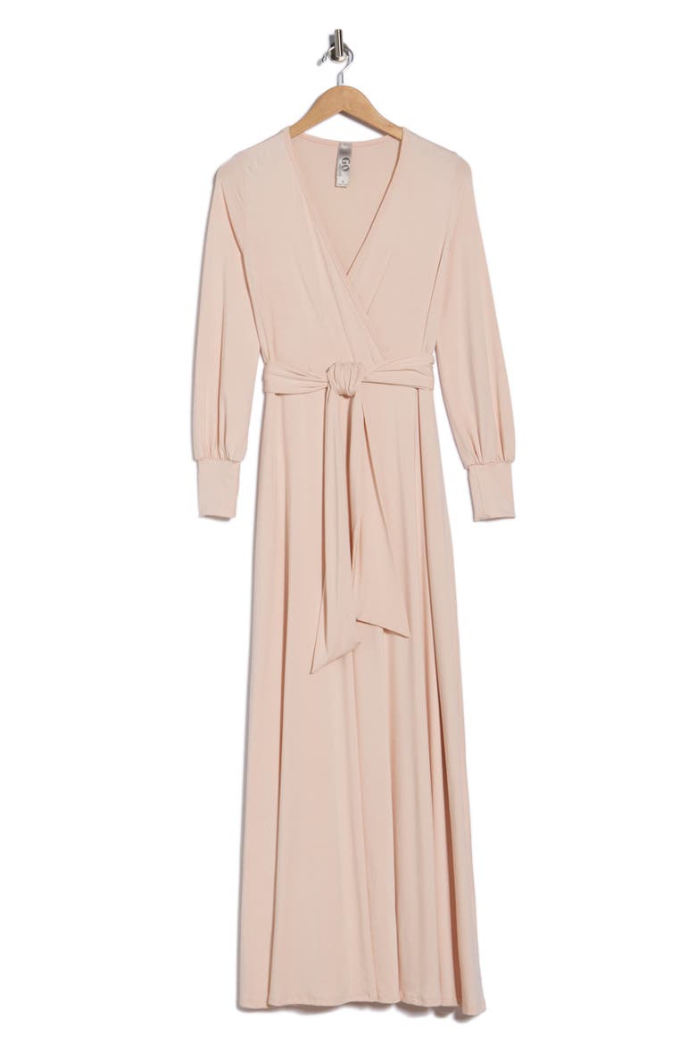 Long Sleeve Tie Waist Maxi Dress, Alternate, color, DARK MAUVE