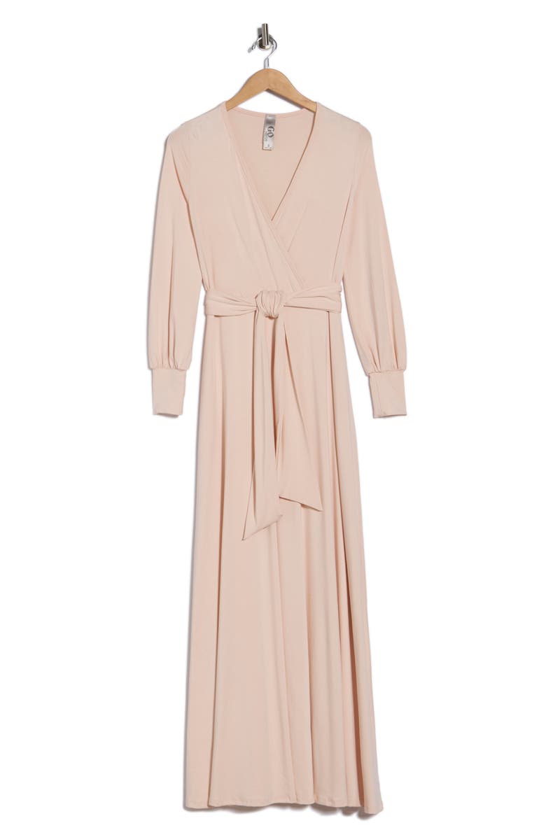 GO COUTURE Long Sleeve Tie Waist Maxi Dress, Alternate, color, Dark Mauve