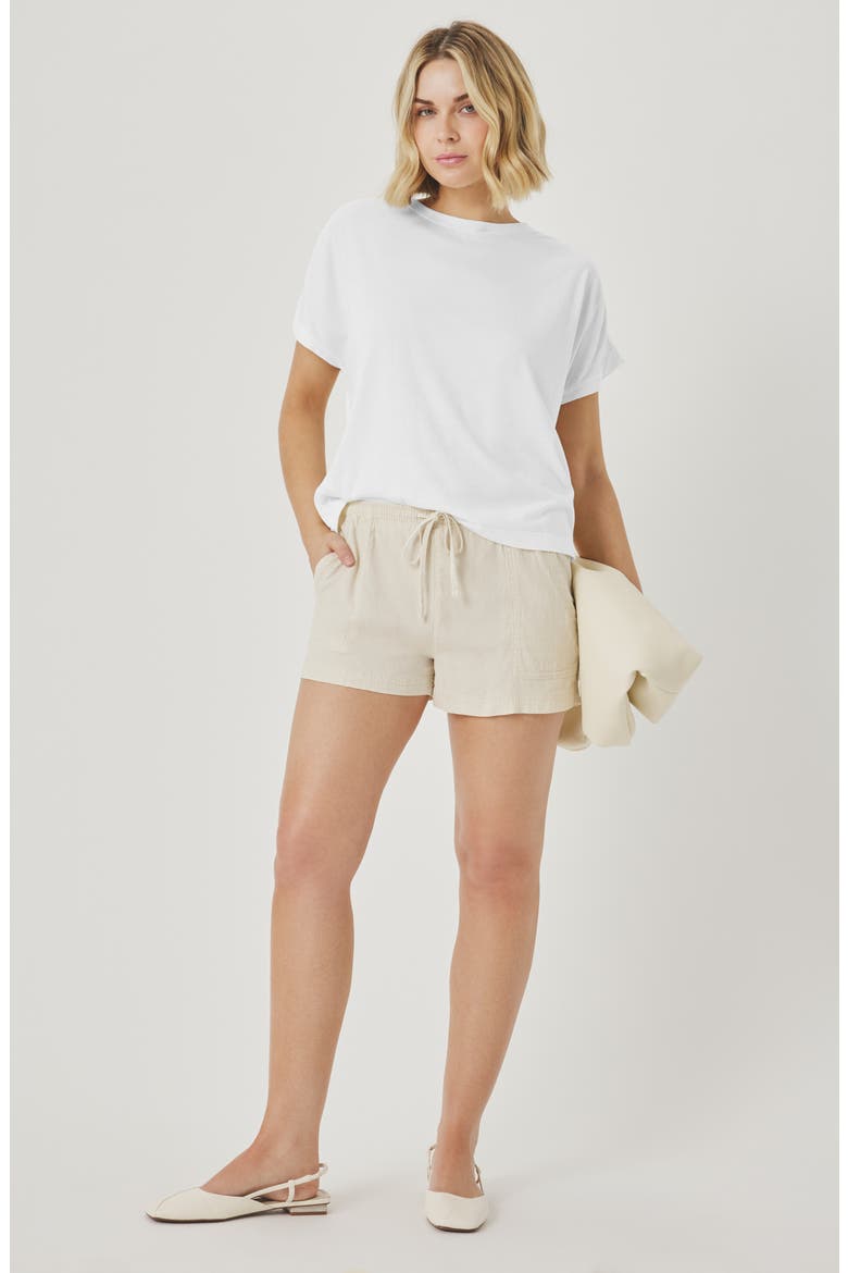 Rebecca Shirred Sleeve Cotton Blend T-Shirt, Alternate, color, WHITE