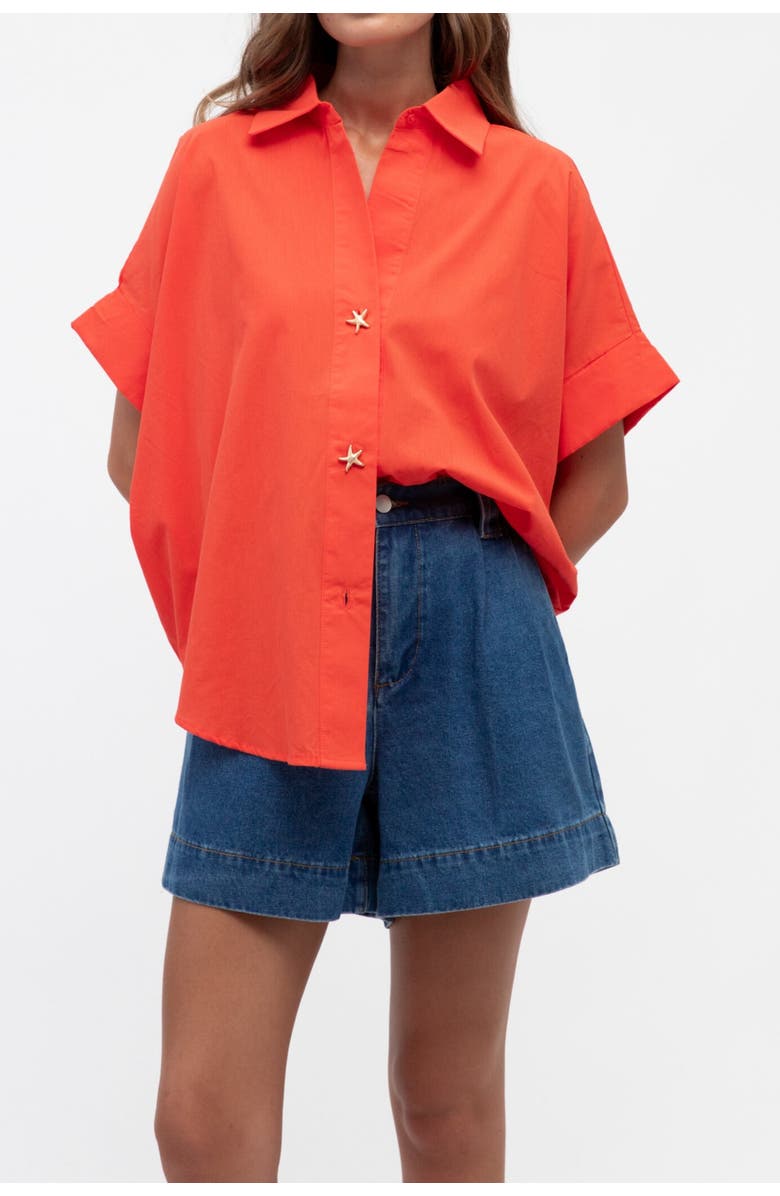 Label of Love Shell Button Shirt, Main, color, Tangerine