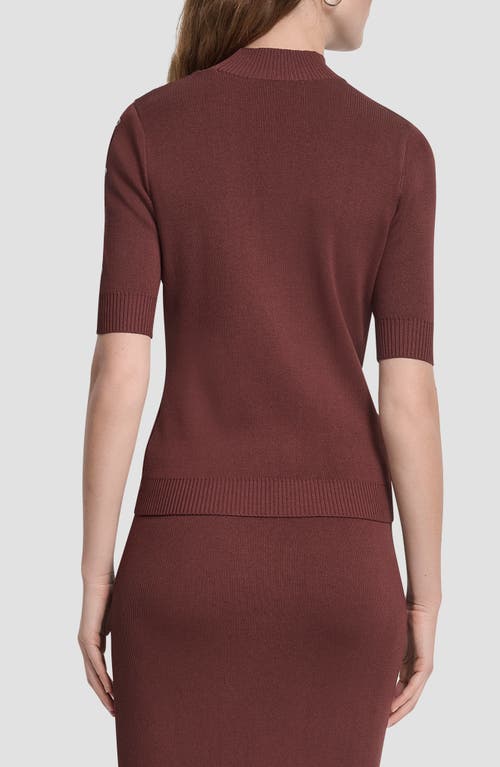 Dkny Cutout Grommet Mock Neck Sweater In Brown
