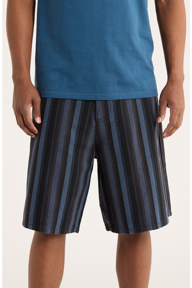 Baja Stripe Baggy Denim Shorts, Main, color, BLACK MULTI