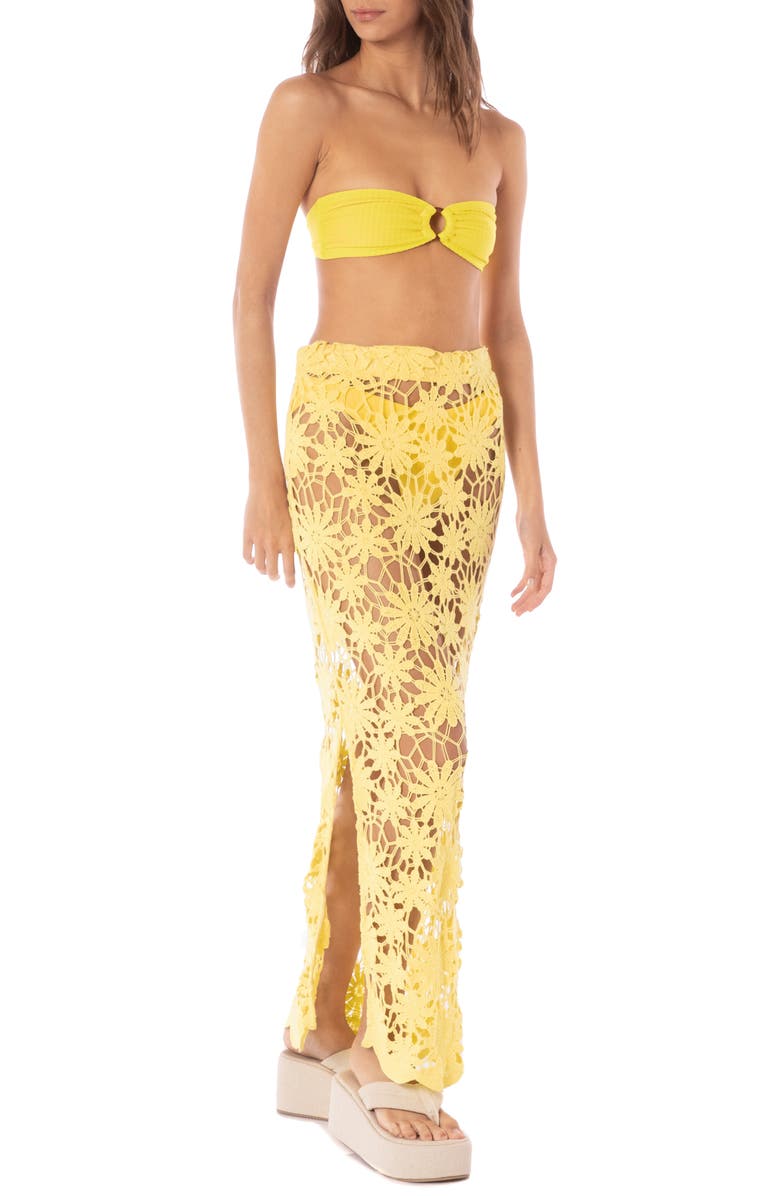 Maaji Tano Sheer Cotton Cover-Up Skirt, Alternate, color, Bright Yellow