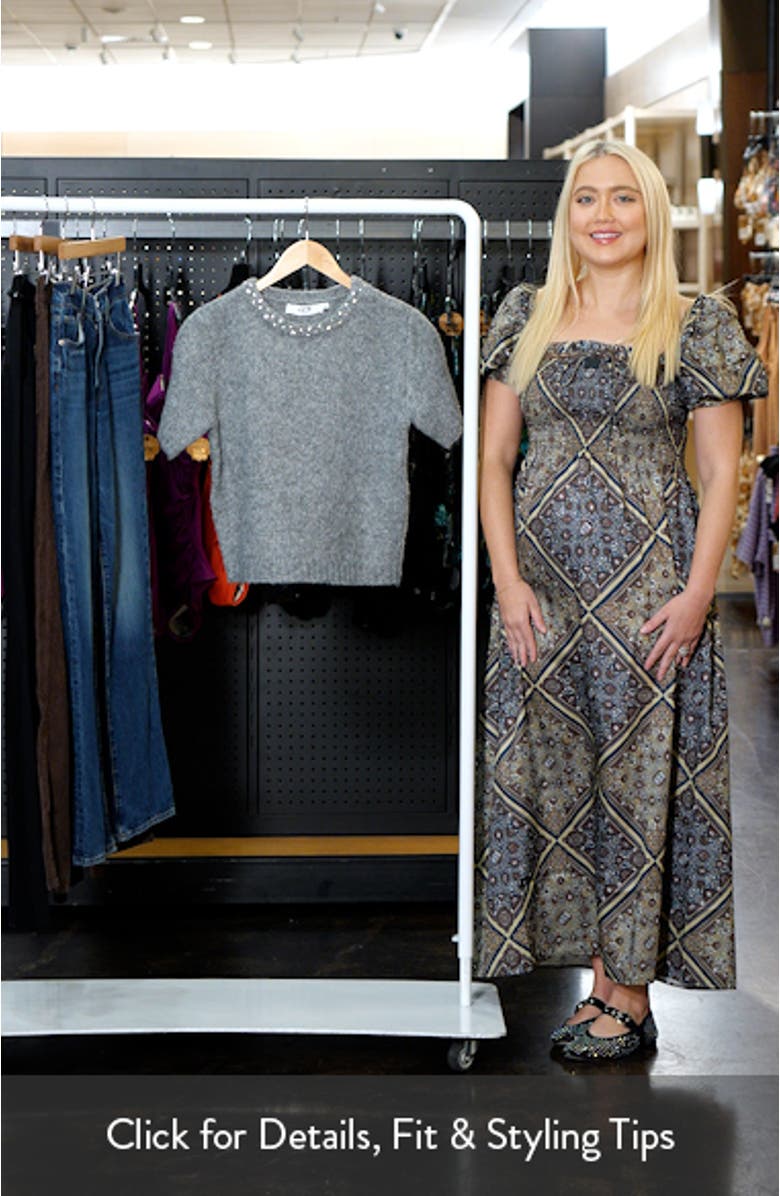 Malvie Embellished Neck Short Sleeve Sweater, sales video thumbnail