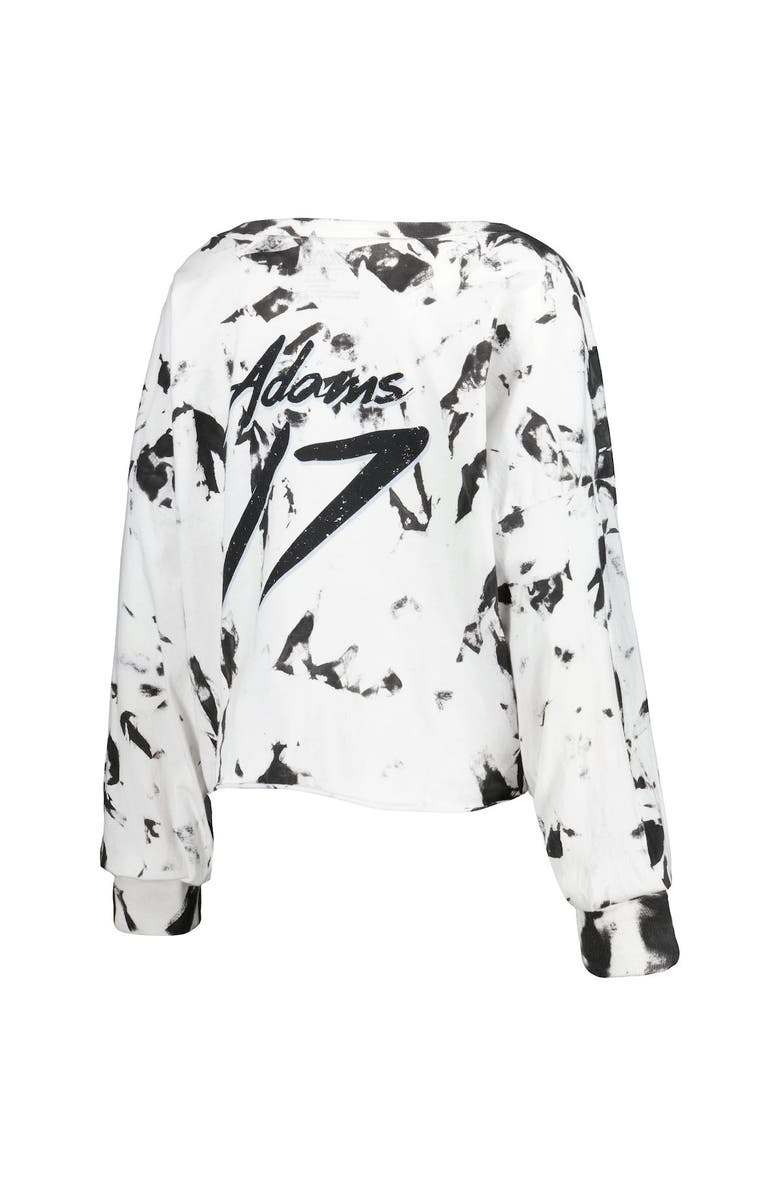 Majestic Threads Women's Majestic Threads Davante Adams White Las Vegas Raiders Off-Shoulder Tie-Dye Name & Number Cropped Long Sleeve V-Neck T-Shirt, Alternate, color, 