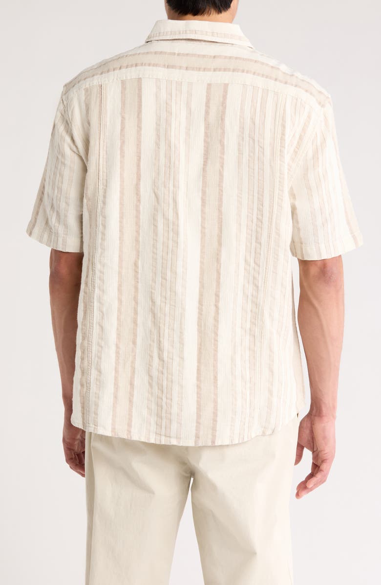 Corridor Bari Stripe Linen & Cotton Camp Shirt, Alternate, color, Natural