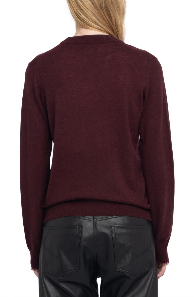 Zadig & Voltaire Ivy Crewneck Cashmere Sweater, Alternate, color, Burgundy