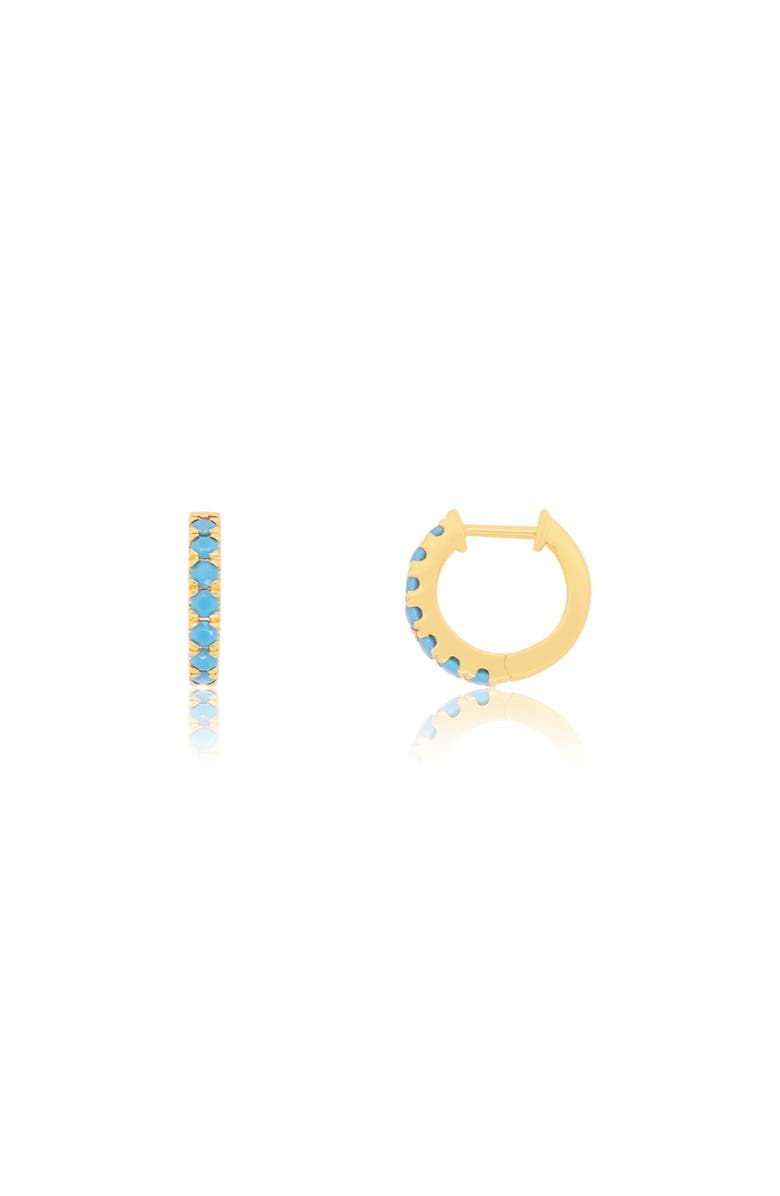 The Lovery Fine Jewelry Turquoise Huggie Hoop Earrings, Main, color, Turquoise