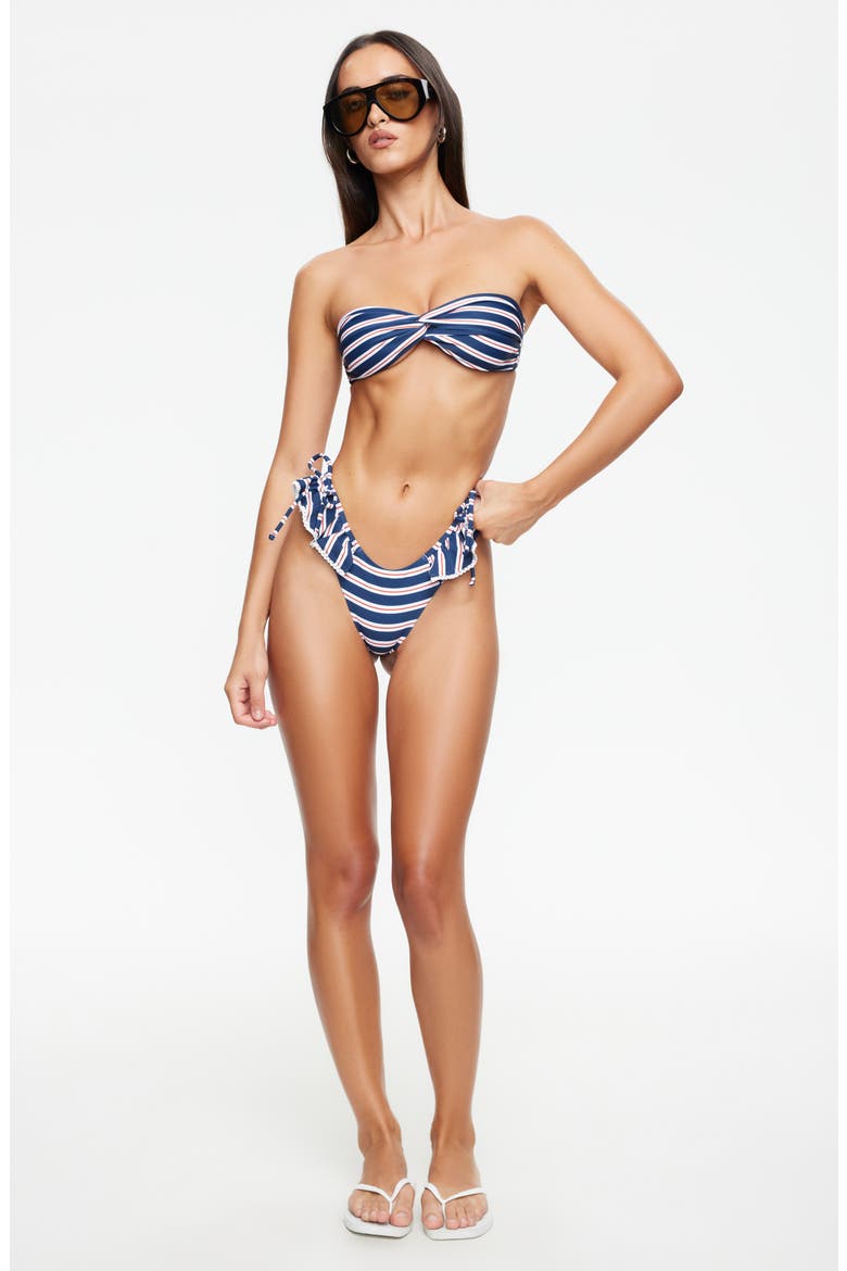 Bisous Bandeau Swim Top, Alternate, color, NAVY STRIPE