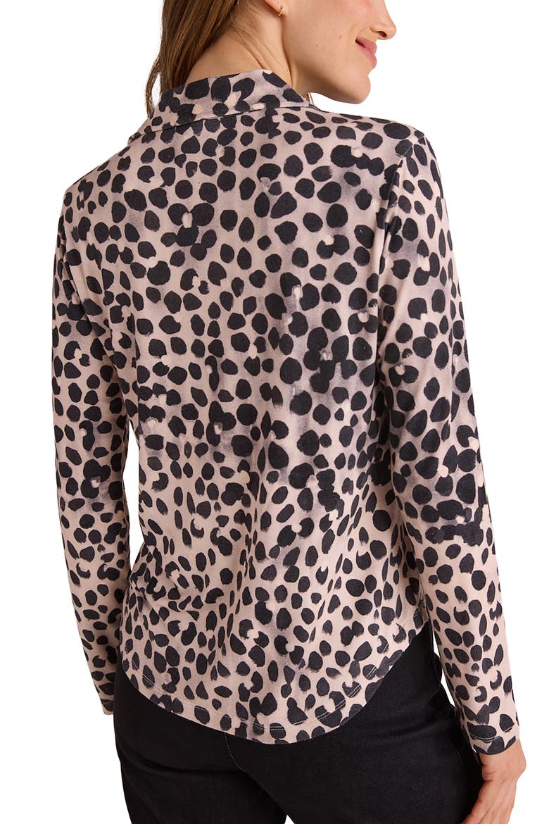 Printed Button Up Knit Top, Alternate, color, WINTER SPOTS PRINT