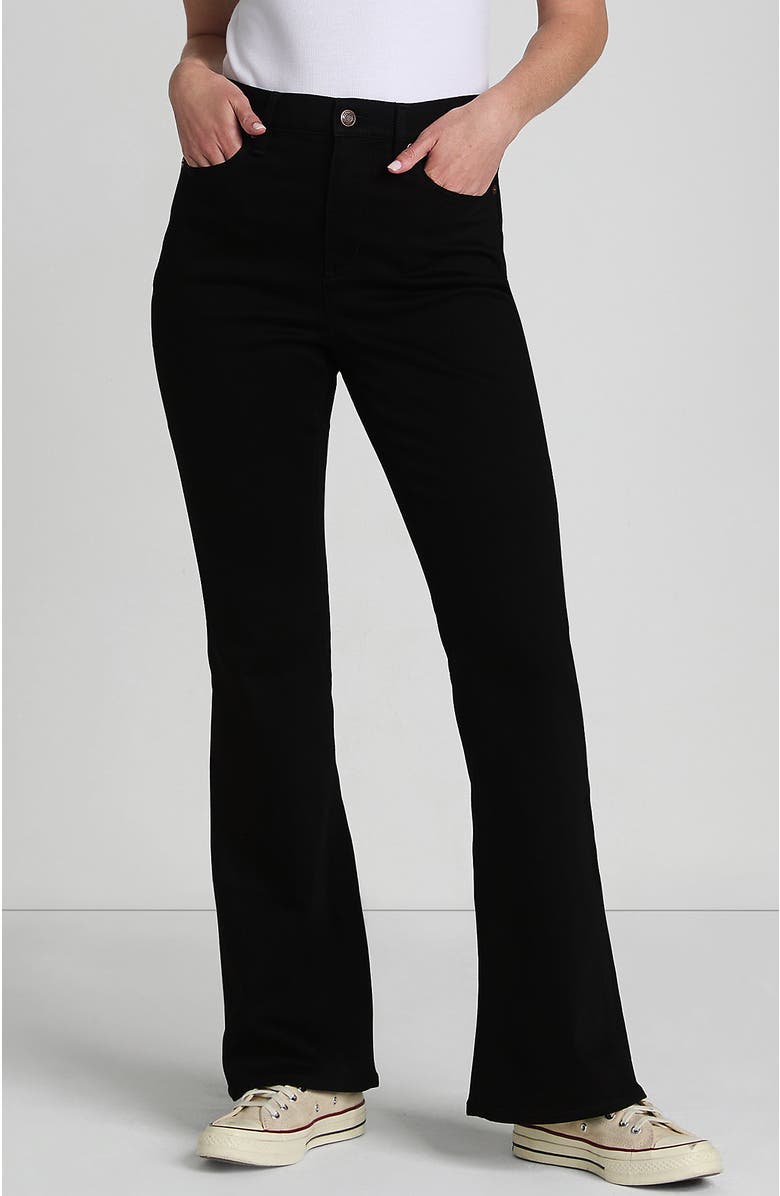 Lands' End Denim High Rise Skinny Flare Jeans, Main, color, Black