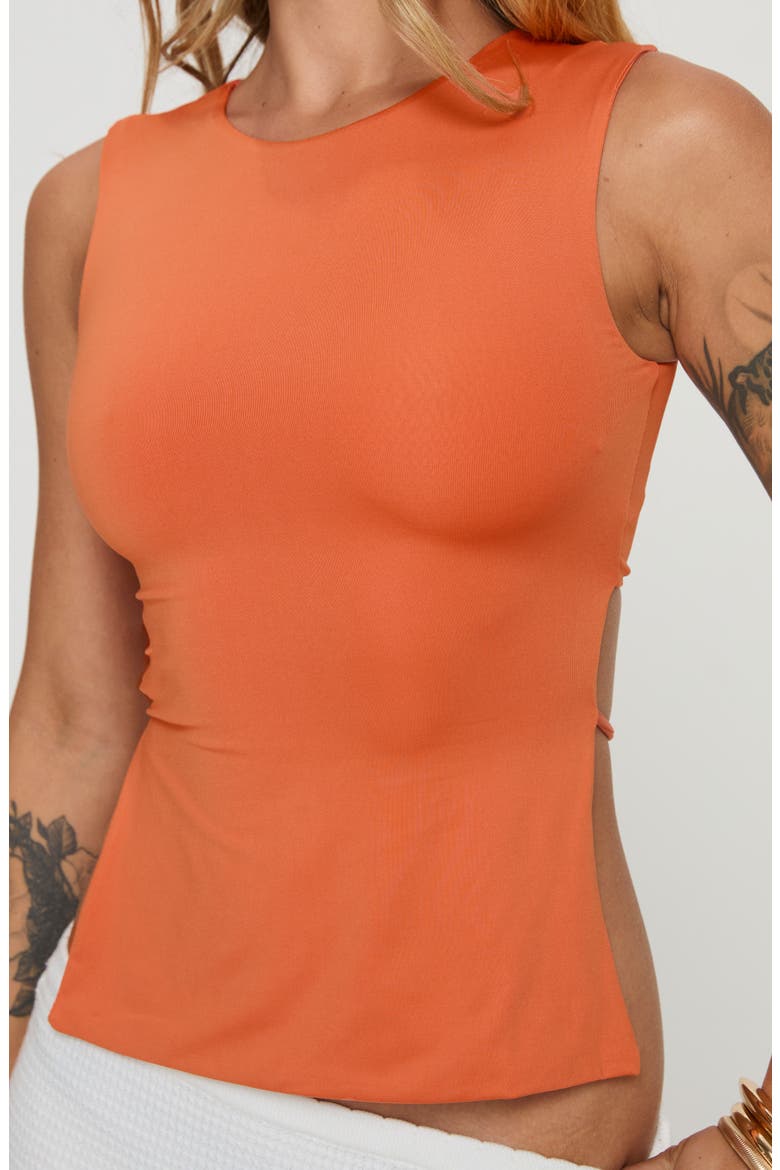 Uzo Metallic Open Back Top, Alternate, color, ORANGE