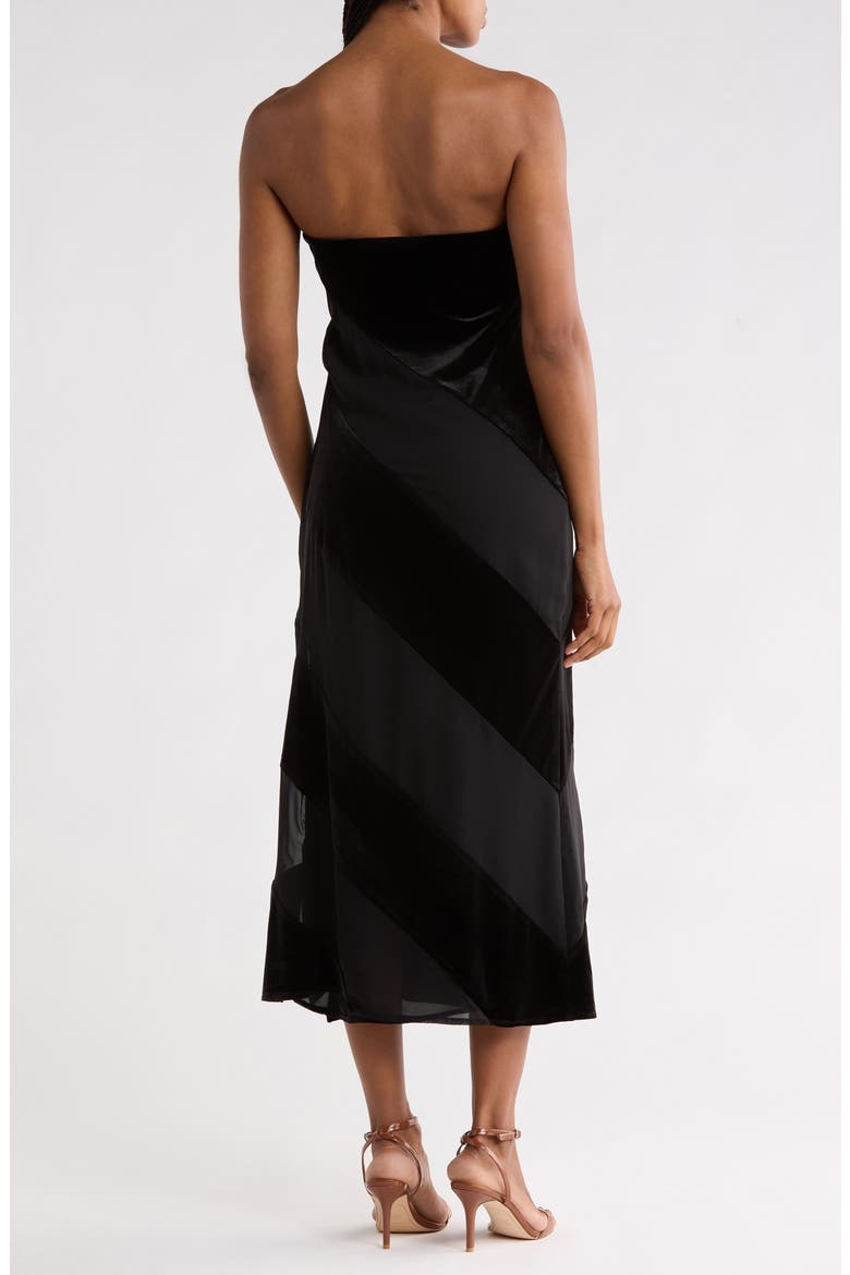 Surrey Strapless Velvet Midi Dress, Alternate, color, BLACK BLACK