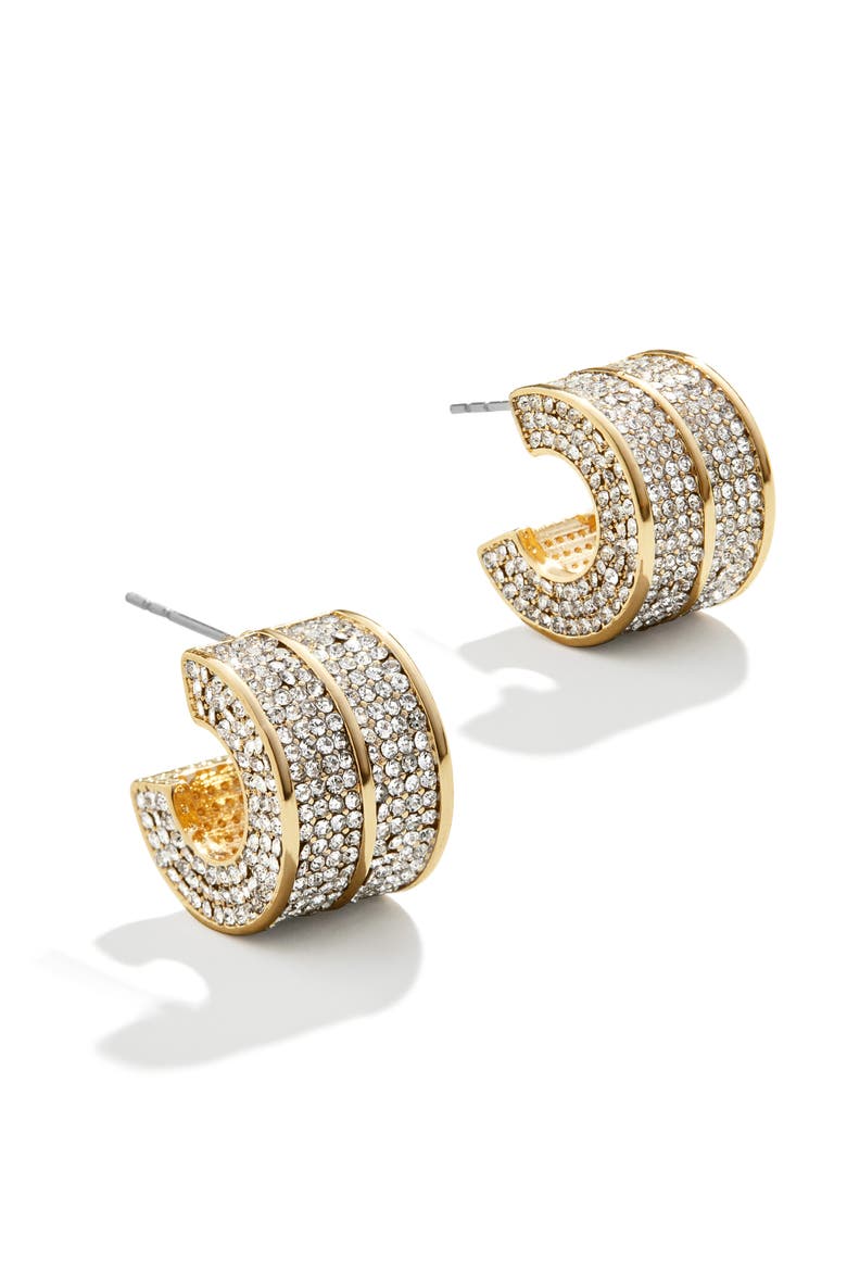 Pavé Round Hoop Earrings, Main, color, CLEAR