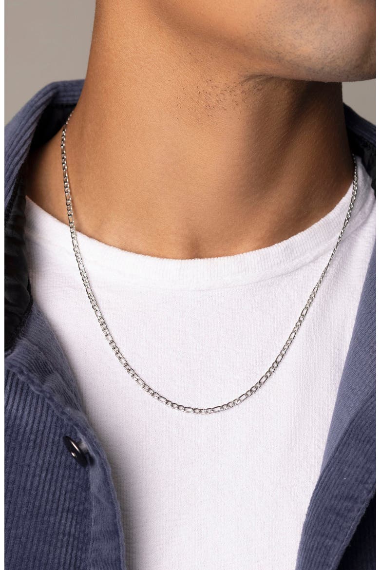 Figaro Chain Necklace, Alternate, color, Silver
