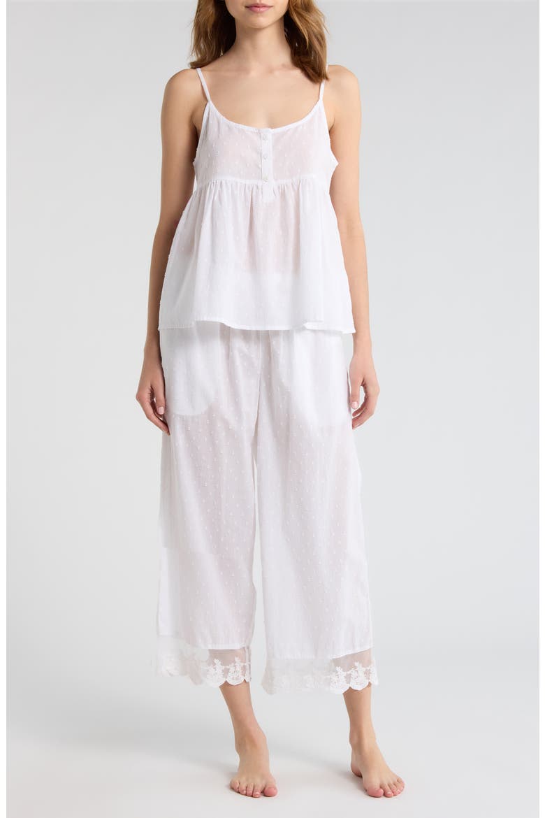 Swiss Dot Crop Pajamas, Main, color, WHITE