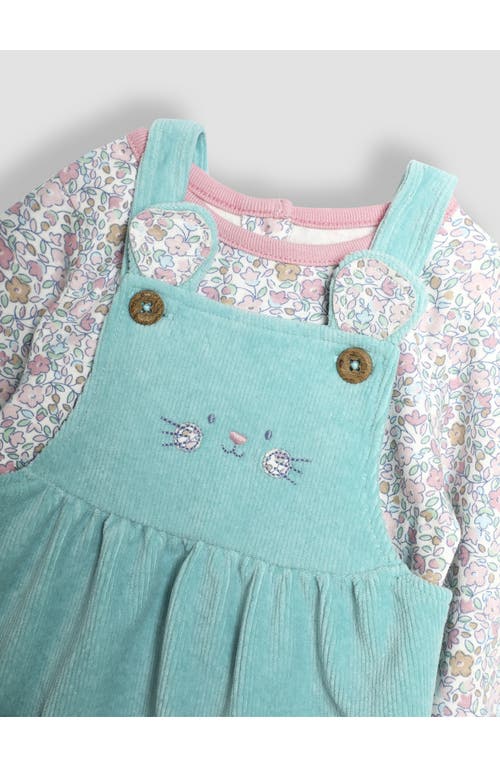 JOJO MAMAN BÉBÉ JOJO MAMAN BEBE FLORAL PRINT TOP & MOUSE EMBROIDERED CORDUROY DRESS 
