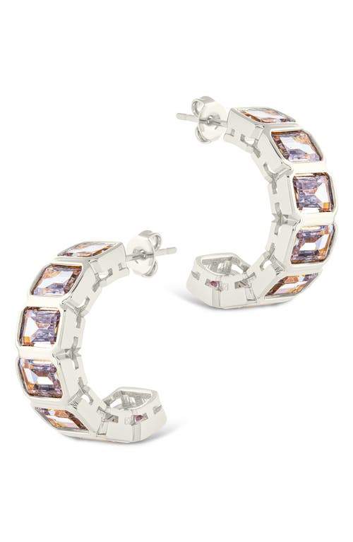 Sterling Forever Nyssa Baguette Cubic Zirconia Hoop Earrings