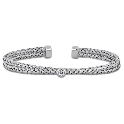 Cubic Zirconia Crossover Bangle Bracelet