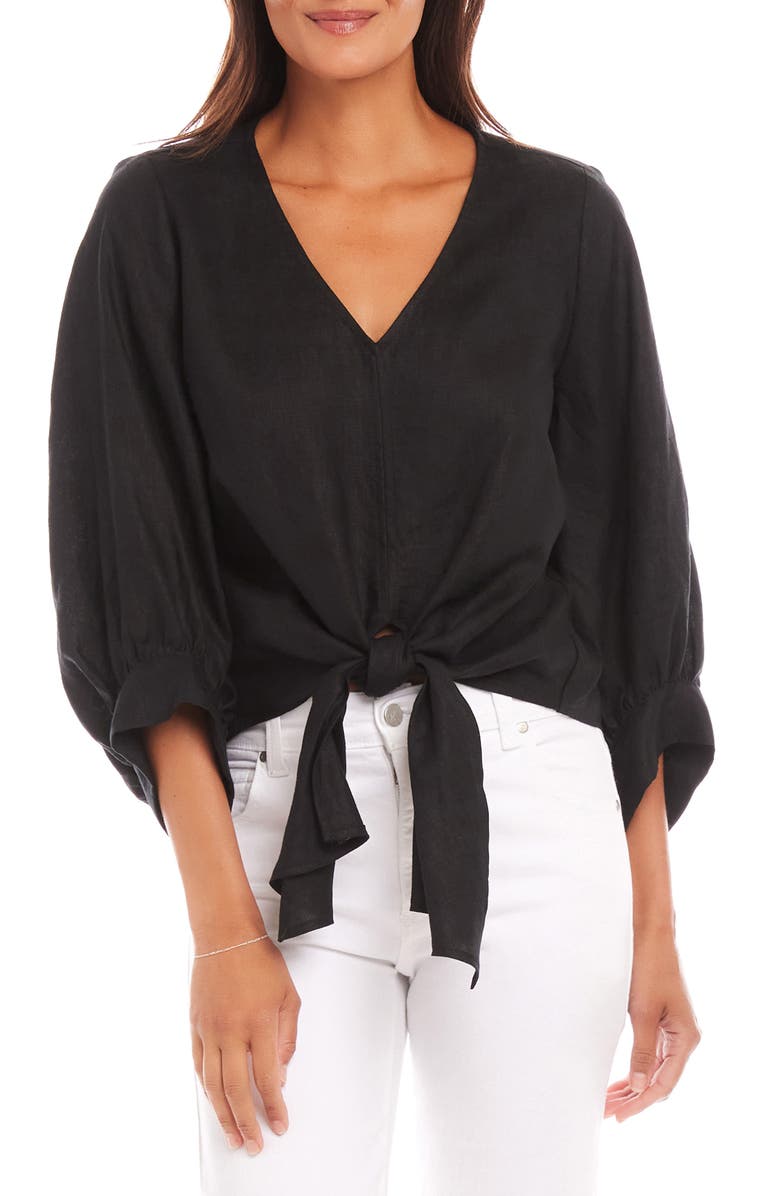 Karen Kane Tie Front Linen Top, Main, color, 