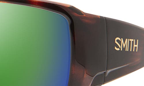 Smith Guide's Choice 62mm Polarized Oversize Wraparound Sunglasses In Tortoise/glass Green