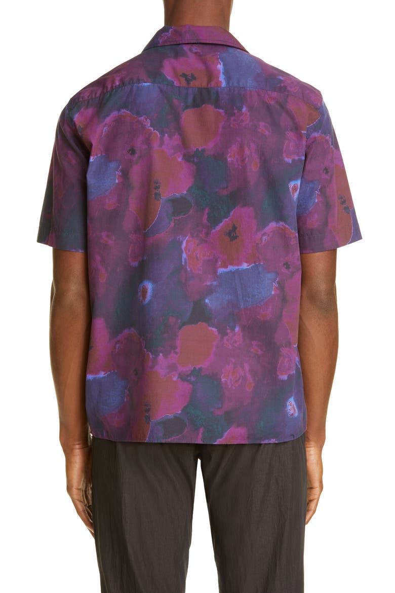 Rangi P's Short Sleeve Button-Up Camp Shirt, Alternate, color, BLUE/NAVY