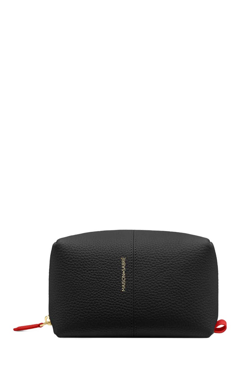 MAISON de SABRÉ Leather Beauty Pouch, Main, color,