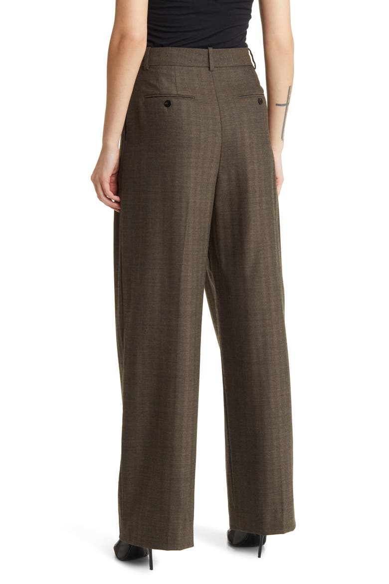Double Pleat Wool Blend Pants, Alternate, color, BLACK MULTI