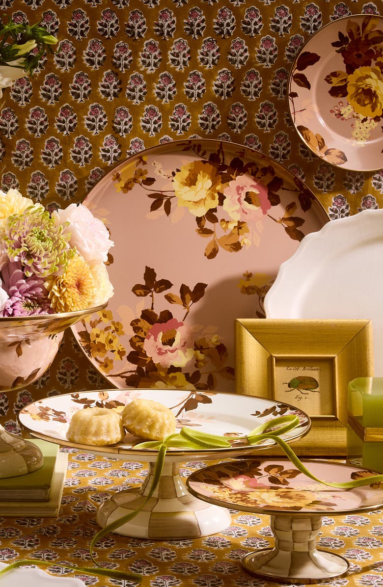 MACKENZIE CHILDS Wild Rose Mauve Round Tray, Alternate, color, Mauve