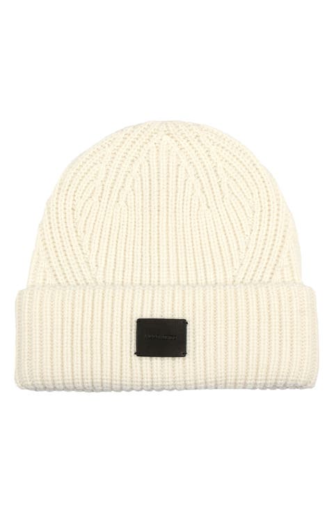 Travelling Rib Knit Wool Blend Beanie