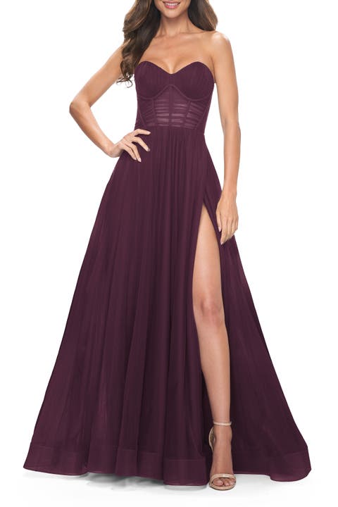 Strapless Sweetheart A-Line Corset Prom Dress