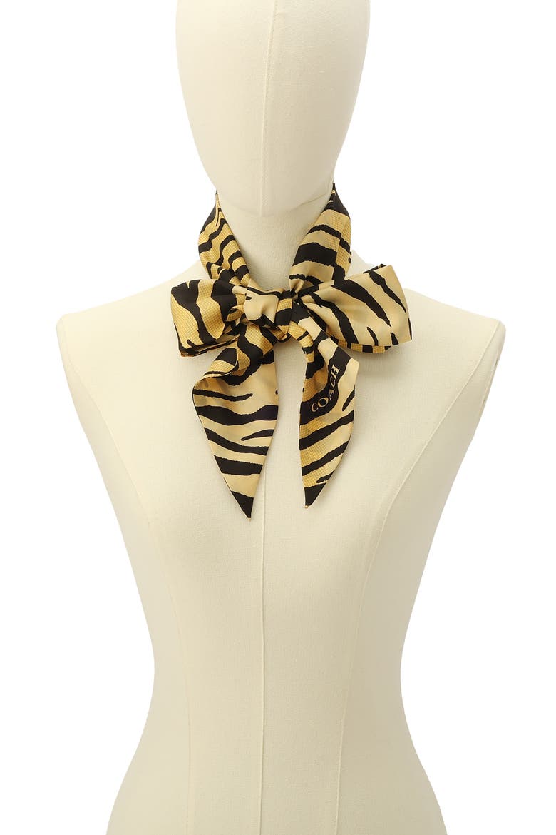 Tiger Stripe Wide Silk Scarf, Alternate, color, YELLOW/ BLACK