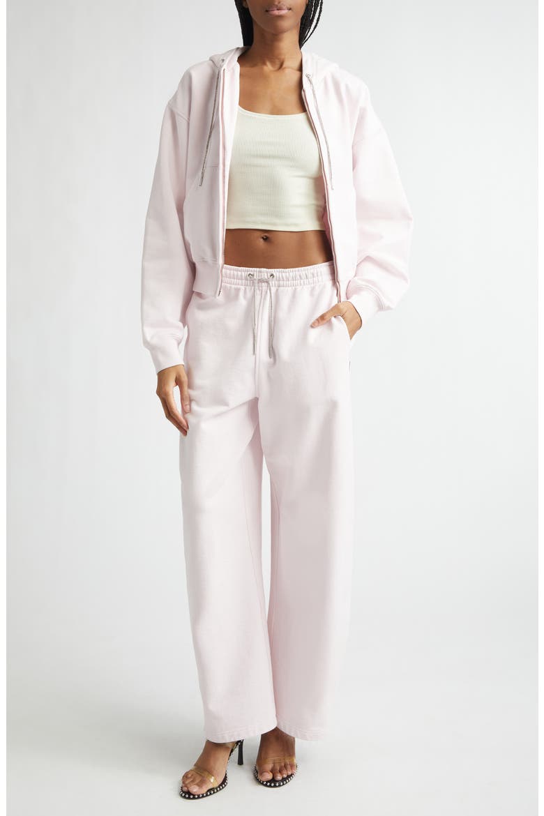 Rhinestone Drawstring Zip Hoodie, Alternate, color, LIGHT PINK