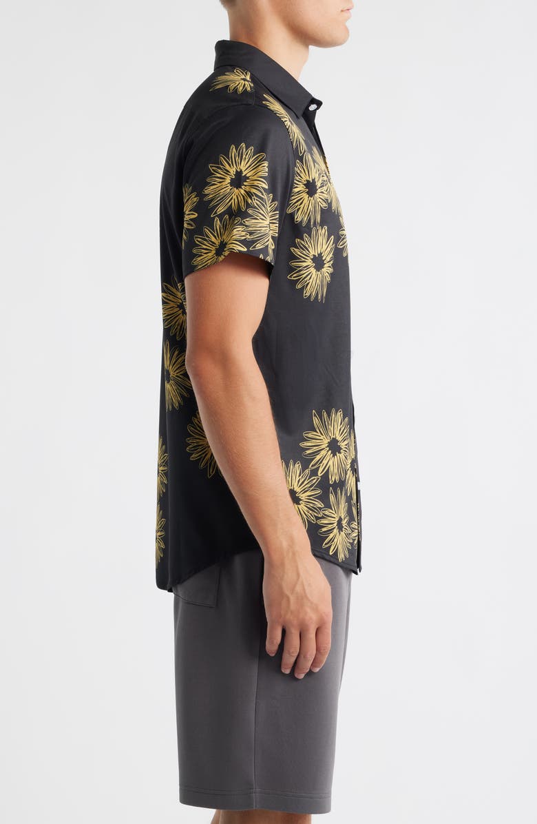 MAVRANS Palm Weekend Short Sleeve Button-Up Shirt, Alternate, color, Black