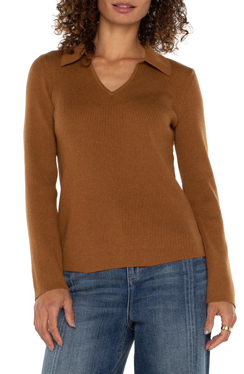 Liverpool Los Angeles Rib Polo Sweater, Main, color,