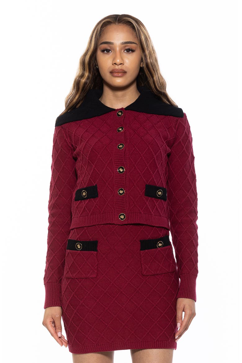 Pattern Cardigan, Alternate, color, BURGUNDY