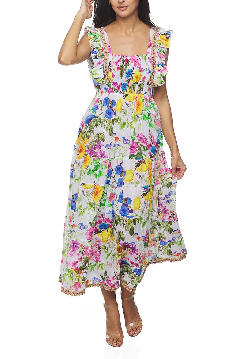 Floral Maxi Sundress, Main, color, WHITE