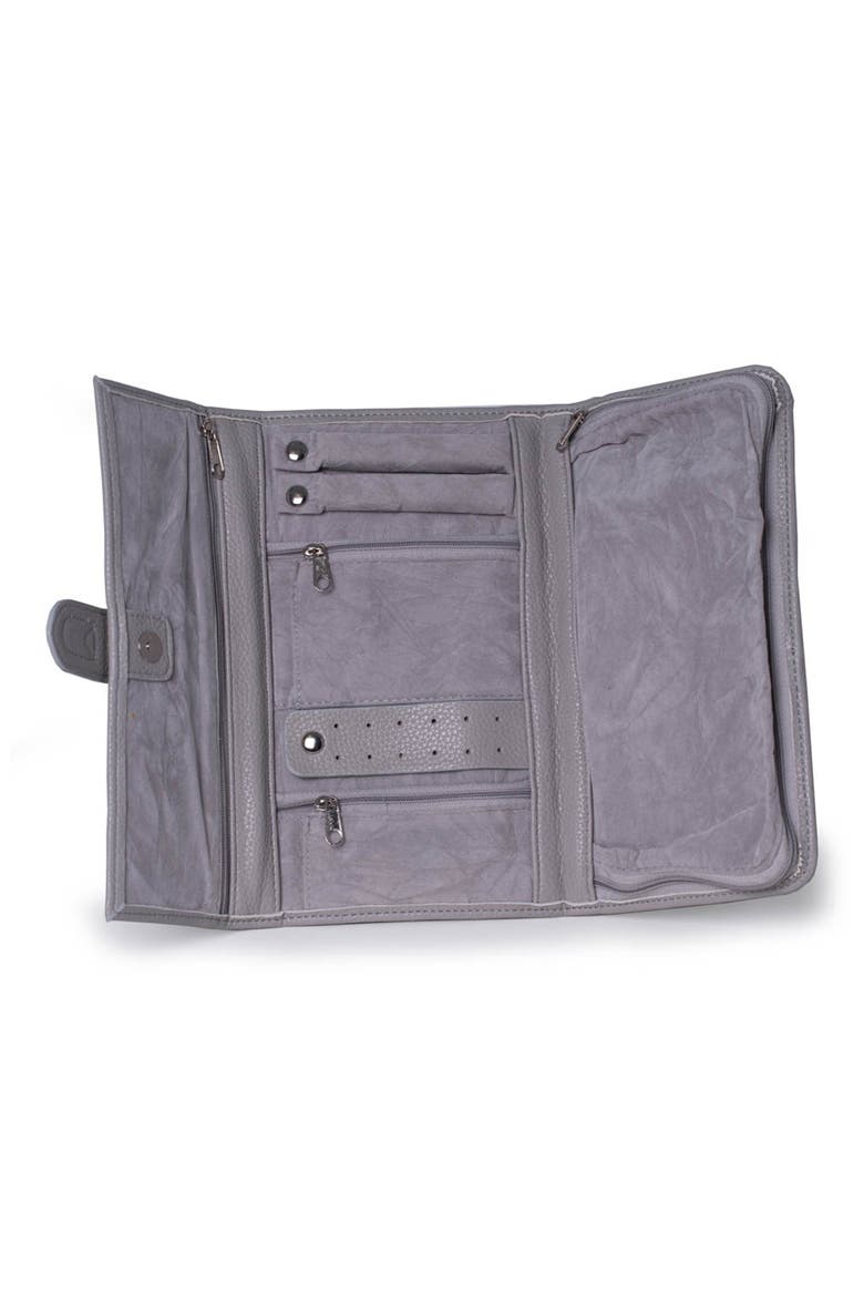 Hayley Faux Leather Jewelry Clutch, Alternate, color, GRAY
