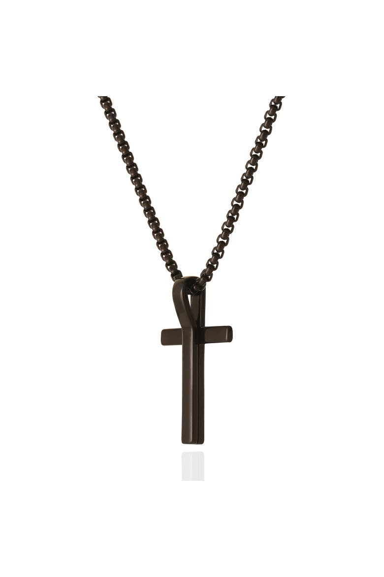 Black Cross Pendant 22" Chain, Main, color, Black