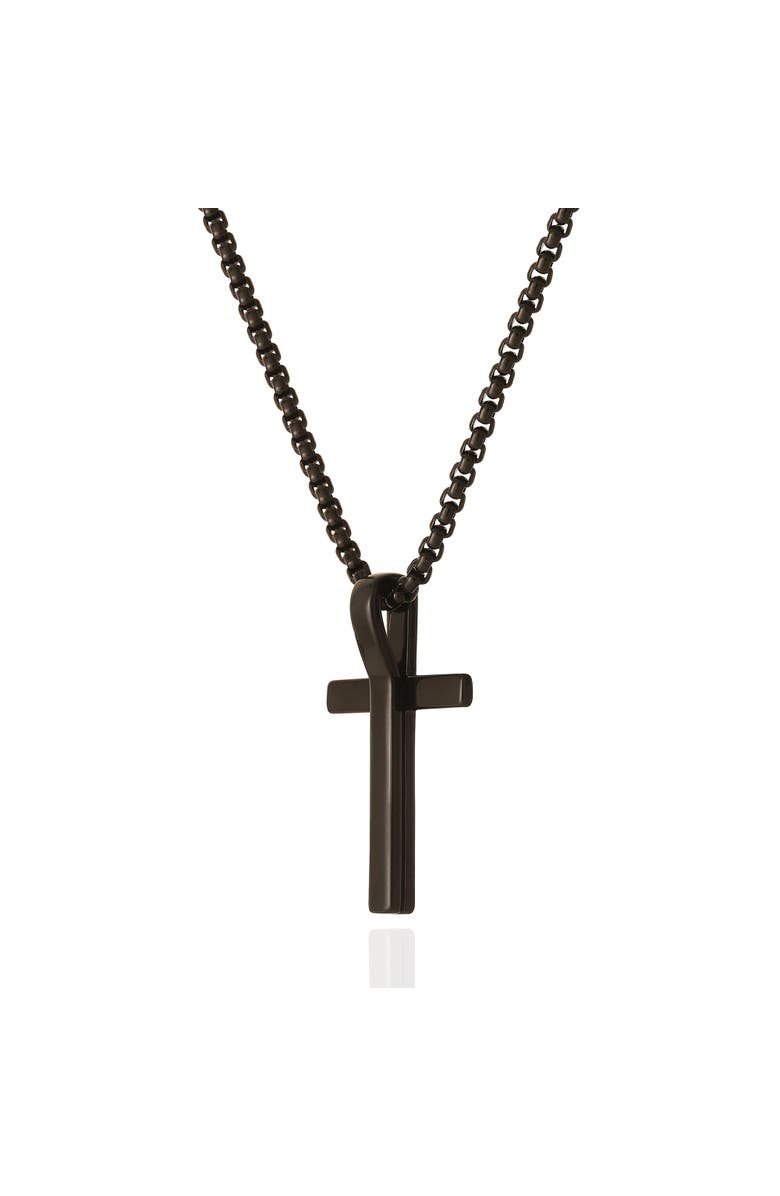 Lucky Brand Black Cross Pendant 22" Chain, Main, color, Black