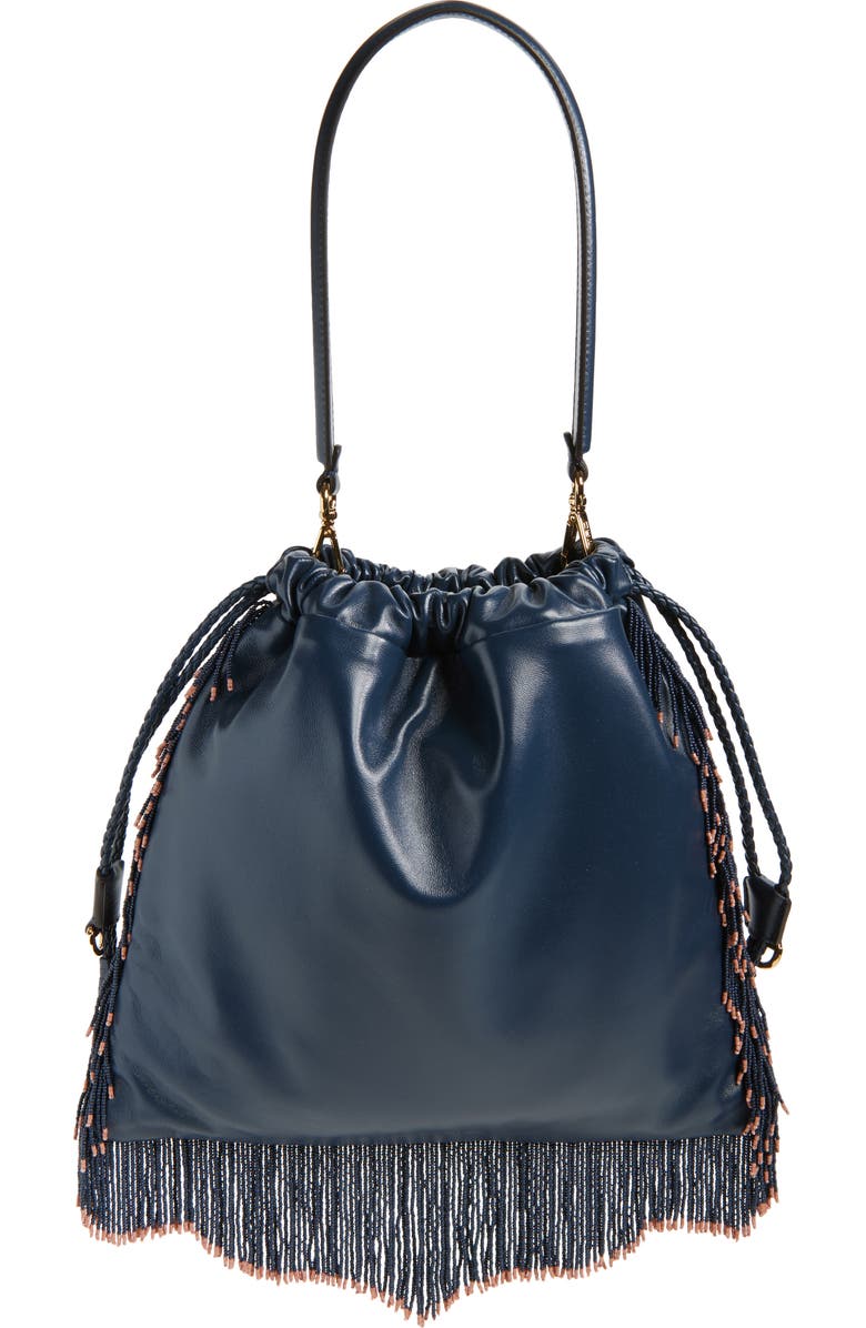 Etro Medium Kalispera Embroidered Leather Shoulder Bag, Alternate, color, Panna