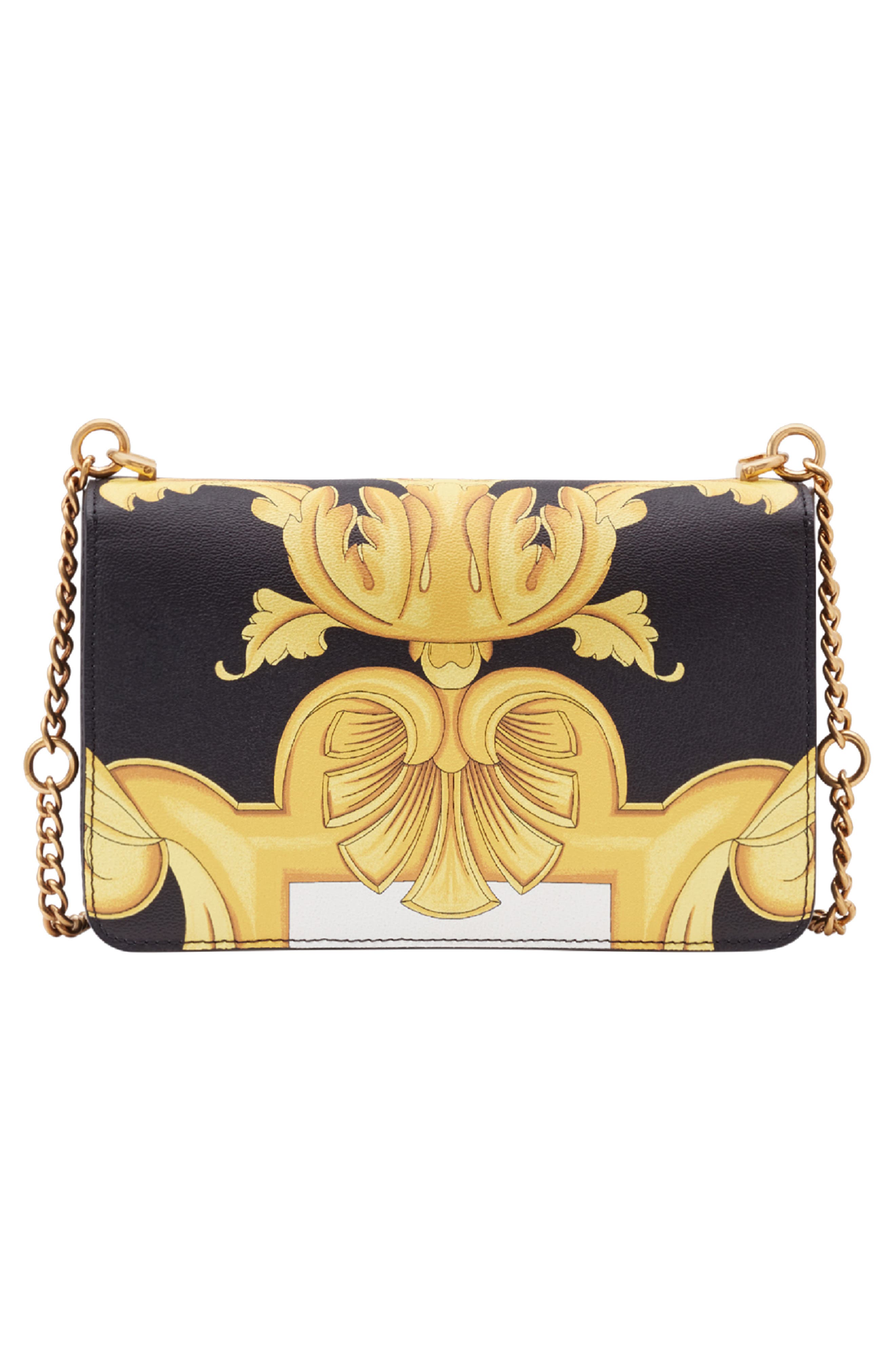 Versace Baroque Print Medium Icon Leather Crossbody Bag, Alternate, color, 