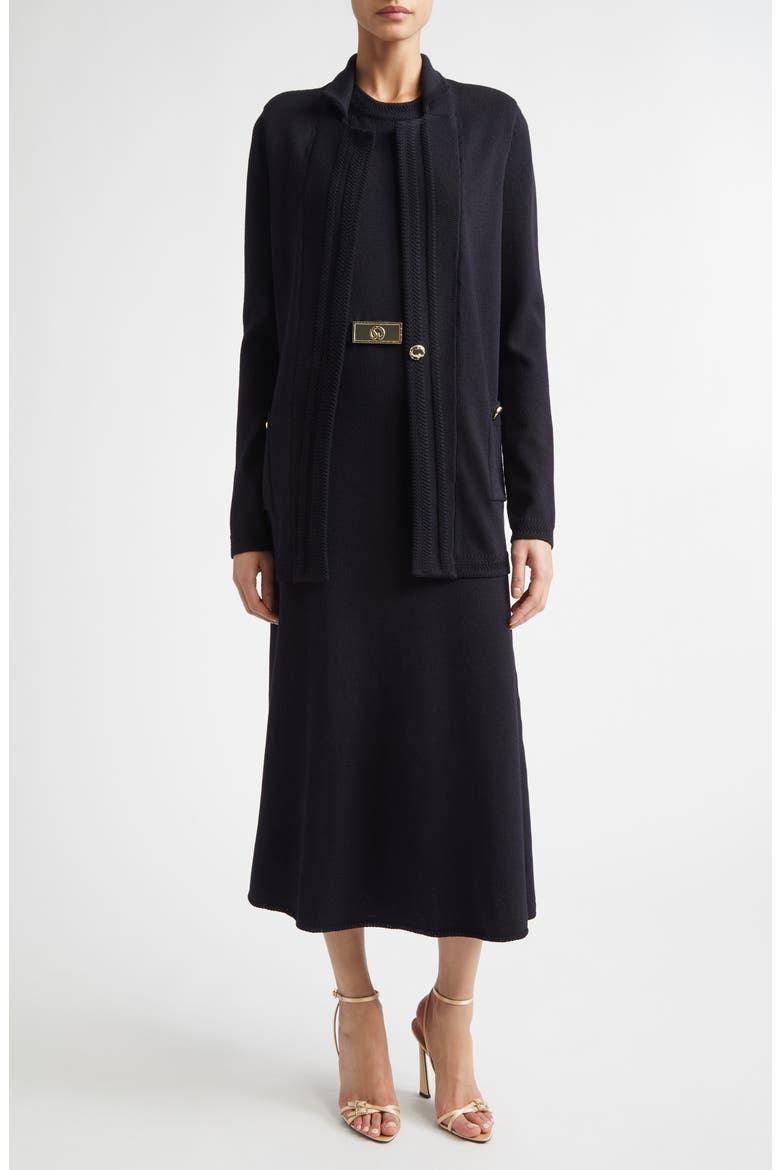 Legacy Crepe Sleeveless Wool Blend Sweater Dress, Alternate, color, BLACK