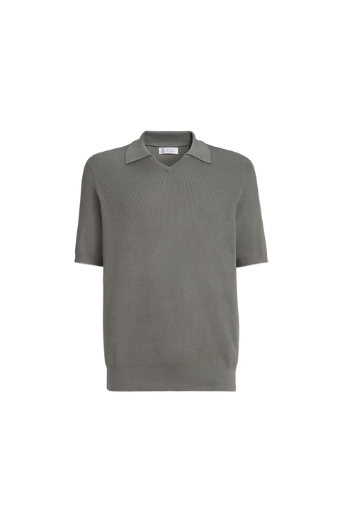 Cotton English rib knit polo