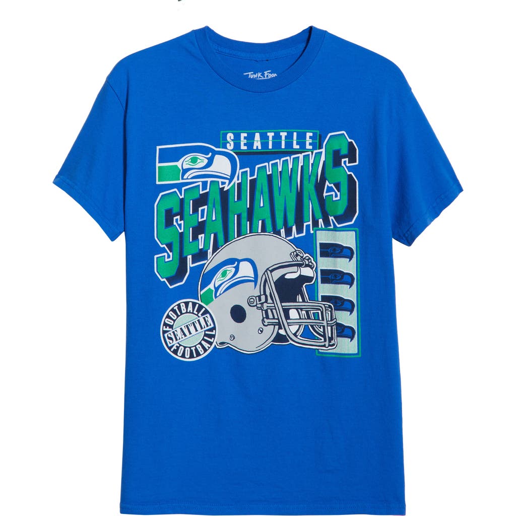 Junk Food Seahawks Checkdown Cotton Graphic T-shirt In Blue