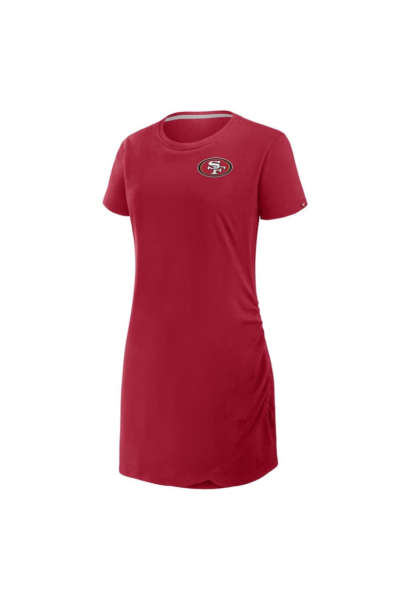 Women's Fanatics Scarlet San Francisco 49ers Ruched Drape T-Shirt Dress, Alternate, color, Scarlet