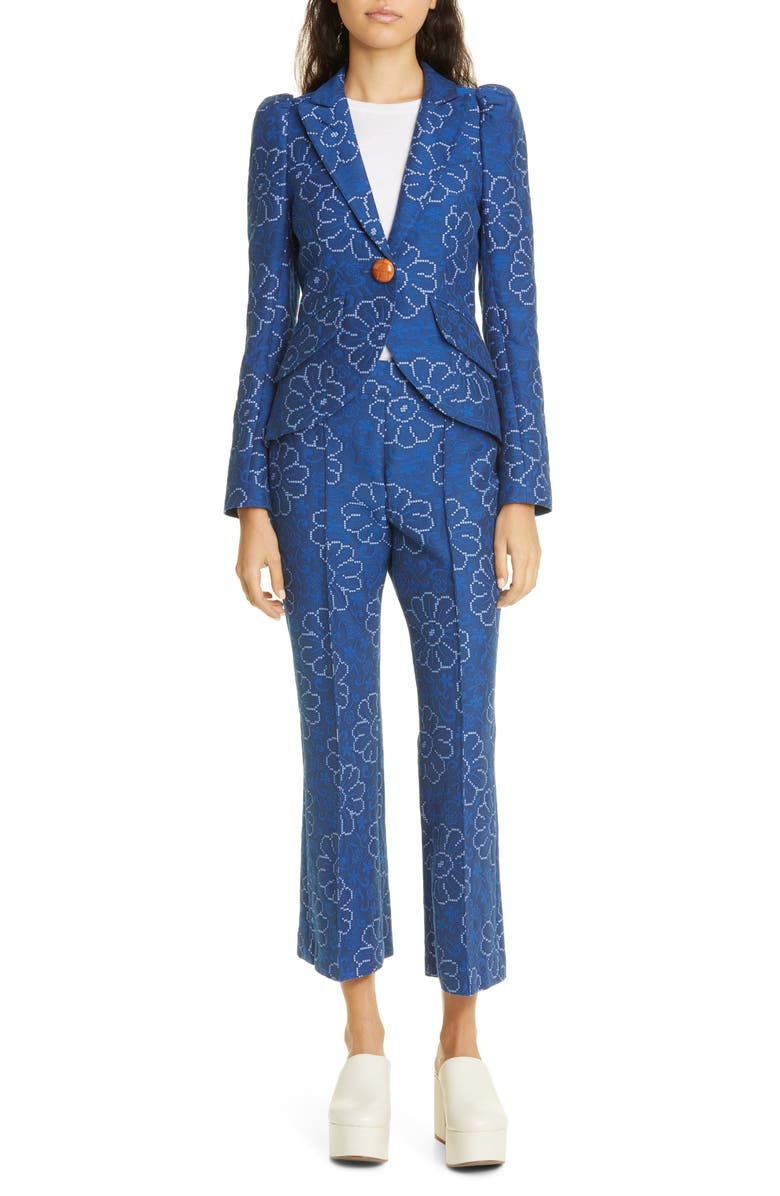 Smythe Abstract Floral Puff Sleeve Blazer, Alternate, color,