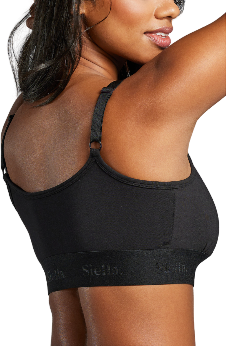 Siella Organic Cotton Scoop Neck Bralette, Alternate, color, Black