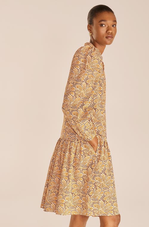 REBECCA TAYLOR REBECCA TAYLOR SPECKLED FLEUR BELTED LONG SLEEVE DRESS 